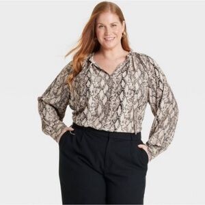 Ava & Viv Tan Snake Skin Blouse